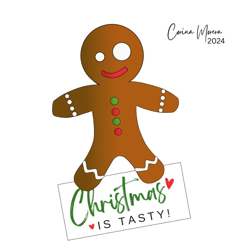 A digital illustration of a ragdoll - Christmas gingerbread cookie