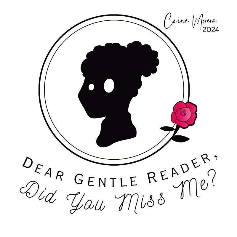 A digital illustration of a ragdoll - fanart of the Lady Whistledown seal from Bridgerton with phrase: 'Dear gentle reader, did you miss me?'